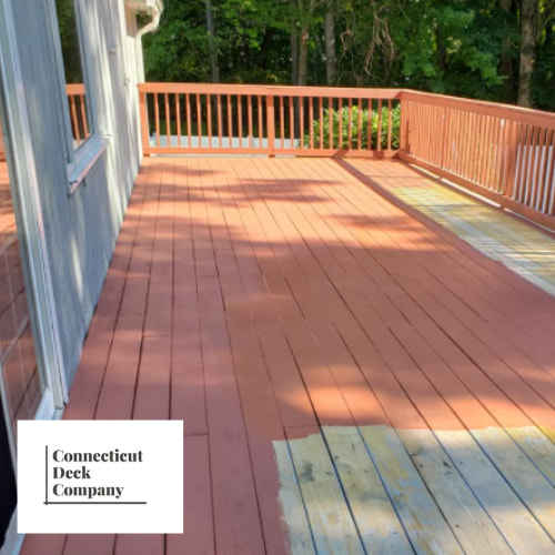 Picture of deck staining by Connecticut Deck Company in Hamden Connecticut